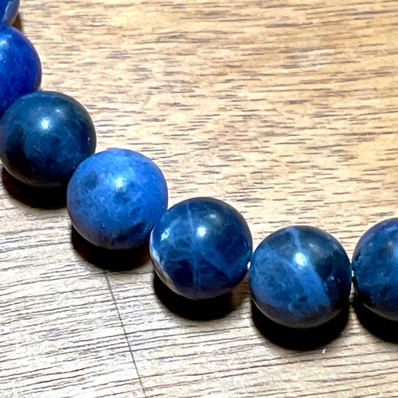 Semi-Precious Blue Lapis Lazuli Gemstone Boho Style Bracelet w/ Sterling Silver - Picture 4 of 4